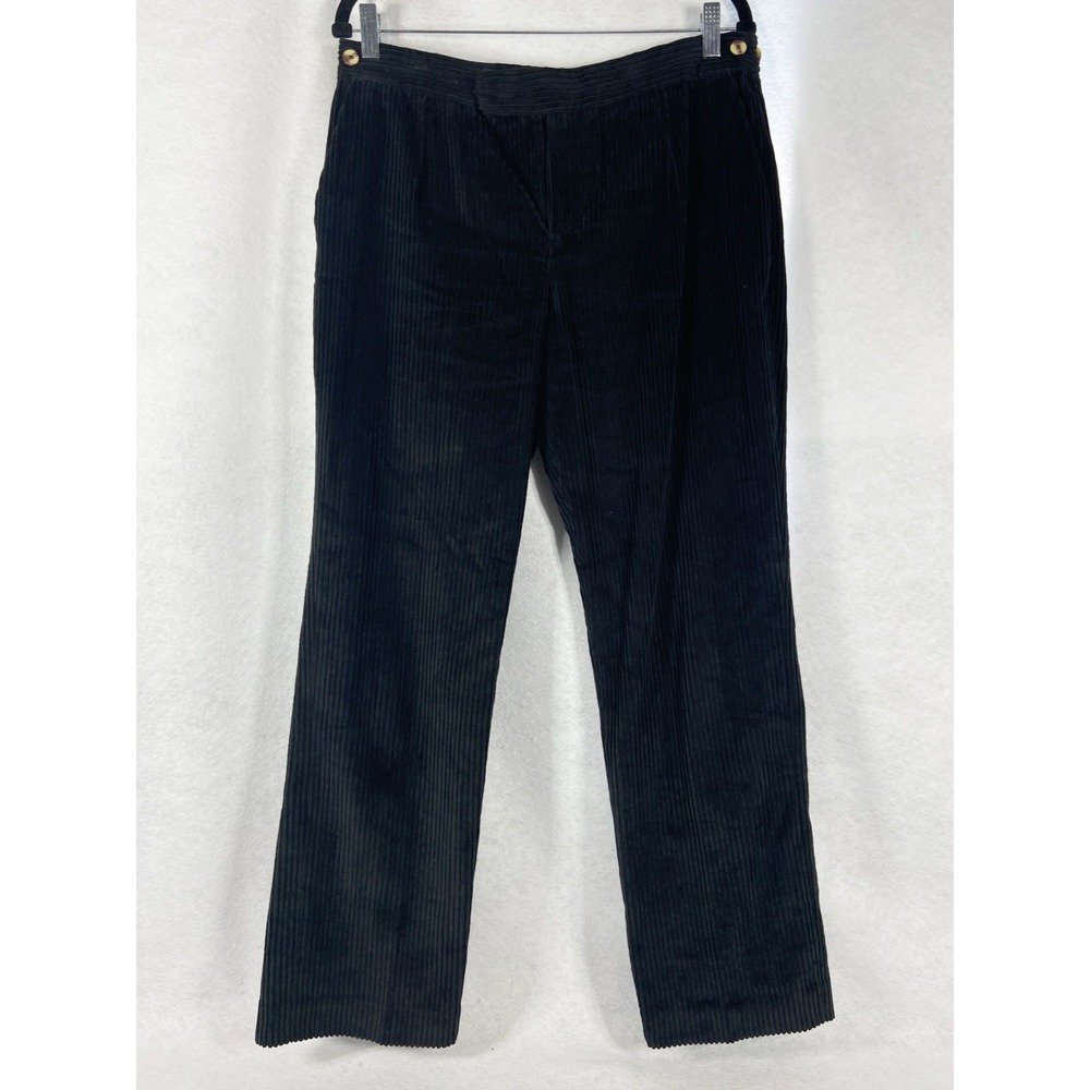 Frances Valentine Corduroy Pants Women's 6 Black Straight Leg Cotton Mid Rise